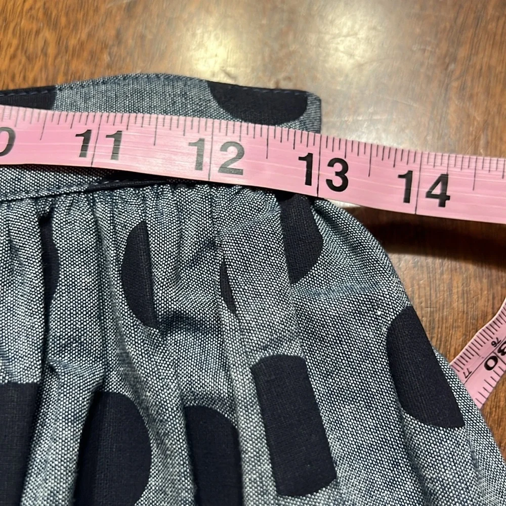 Modcloth Navy Blue Chambray Polka Dot Pleated Flare 50's Skirt EUC Sz S - Picture 10 of 11